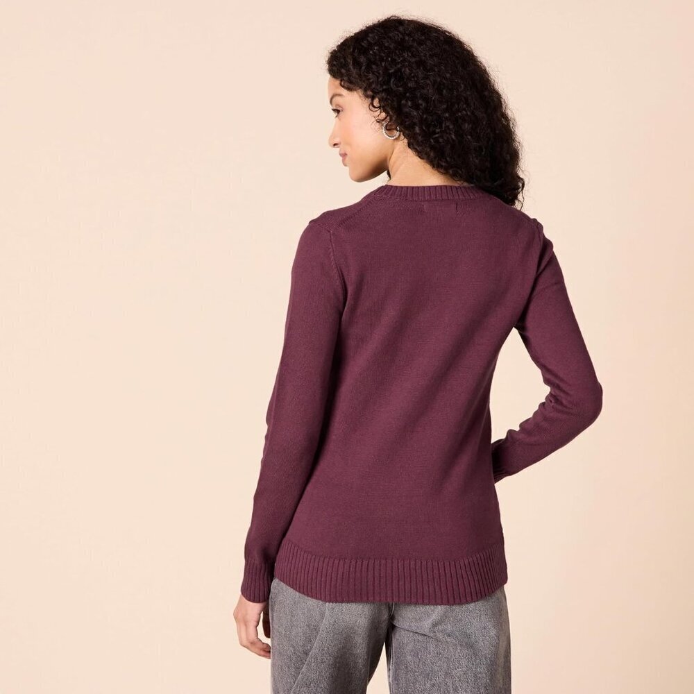 Women's Cotton Crewneck Sweater Plus Size Casual Warm Lightweight - Picture 3 of 7